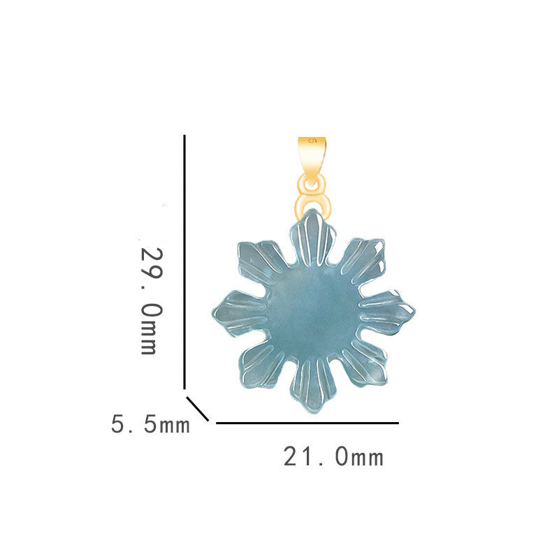 Grade A Jadeite Jade Sunflower S925 Silver Bail Pendant
