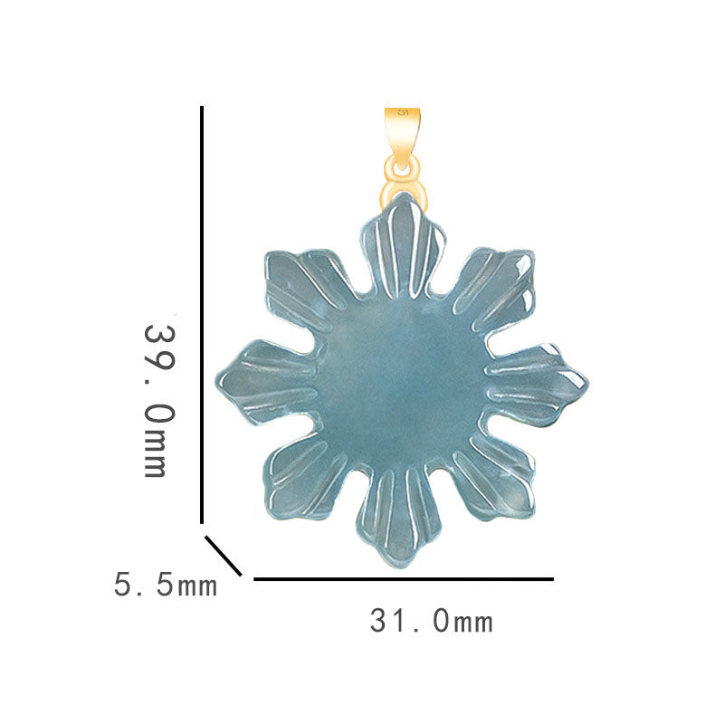Grade A Jadeite Jade Sunflower S925 Silver Bail Pendant