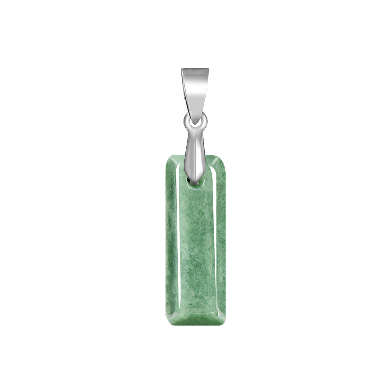 Grade A Jadeite Jade Alphabet Letter S925 Silver Bail Pendant Necklace