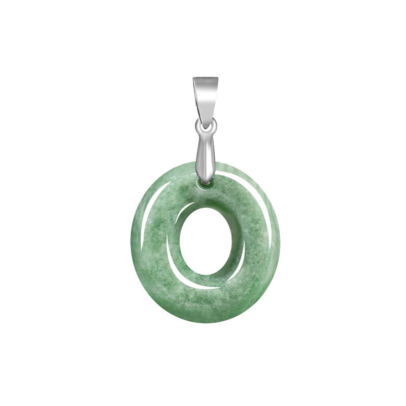 Grade A Jadeite Jade Alphabet Letter S925 Silver Bail Pendant Necklace
