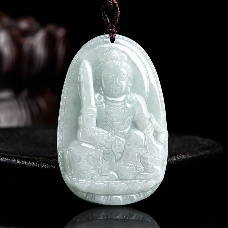 Grade A Jadeite Jade Eight Guardian Deities Zodiac Protector Pendant Necklace Collection