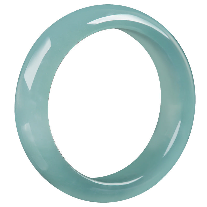 Grade A Ice-Type Blue Water Jadeite Jade Solid Rounded Band Ring