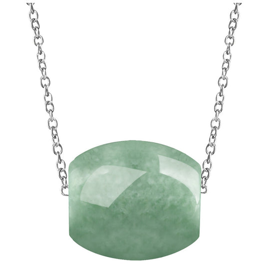Grade A Jadeite Jade Barrel Bead Pendant Necklace