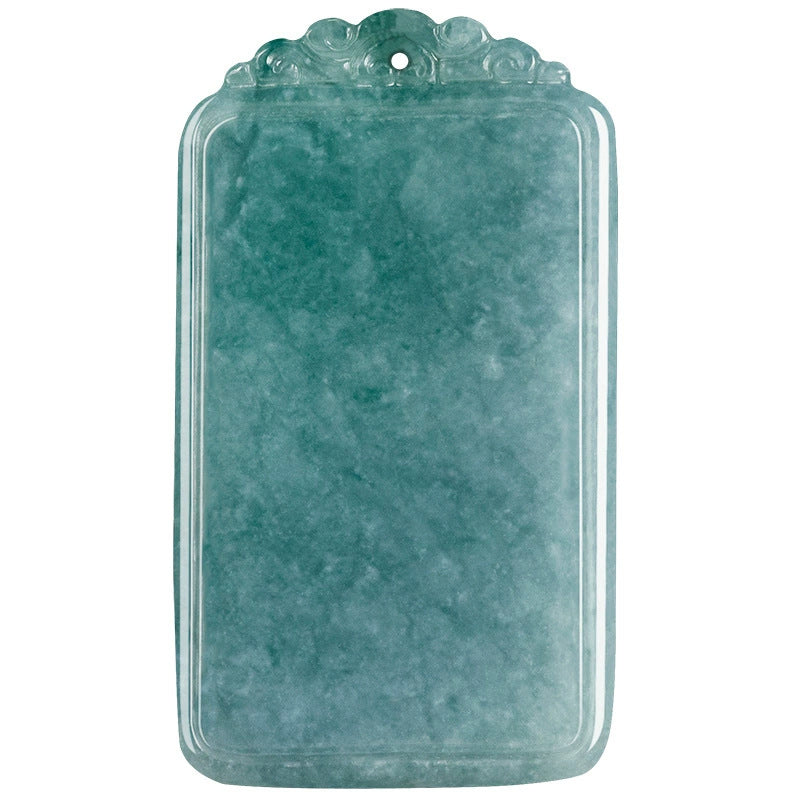 Blue Water Ice Jadeite Jade Blank Tablet Pendant Necklace