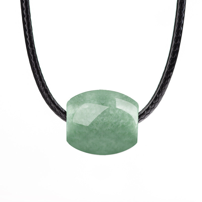 Grade A Jadeite Jade Barrel Bead Pendant Necklace