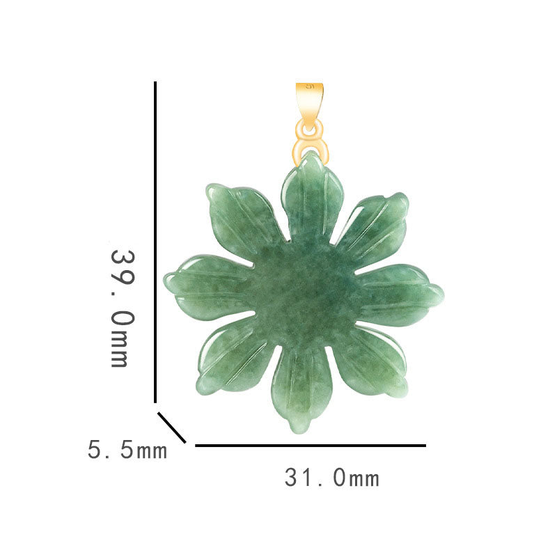 Grade A Jadeite Jade Sunflower S925 Silver Bail Pendant
